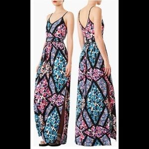 Topshop Blue Pink Purple Floral Flowy Maxi Dress w/ Slit Women’s Size 4